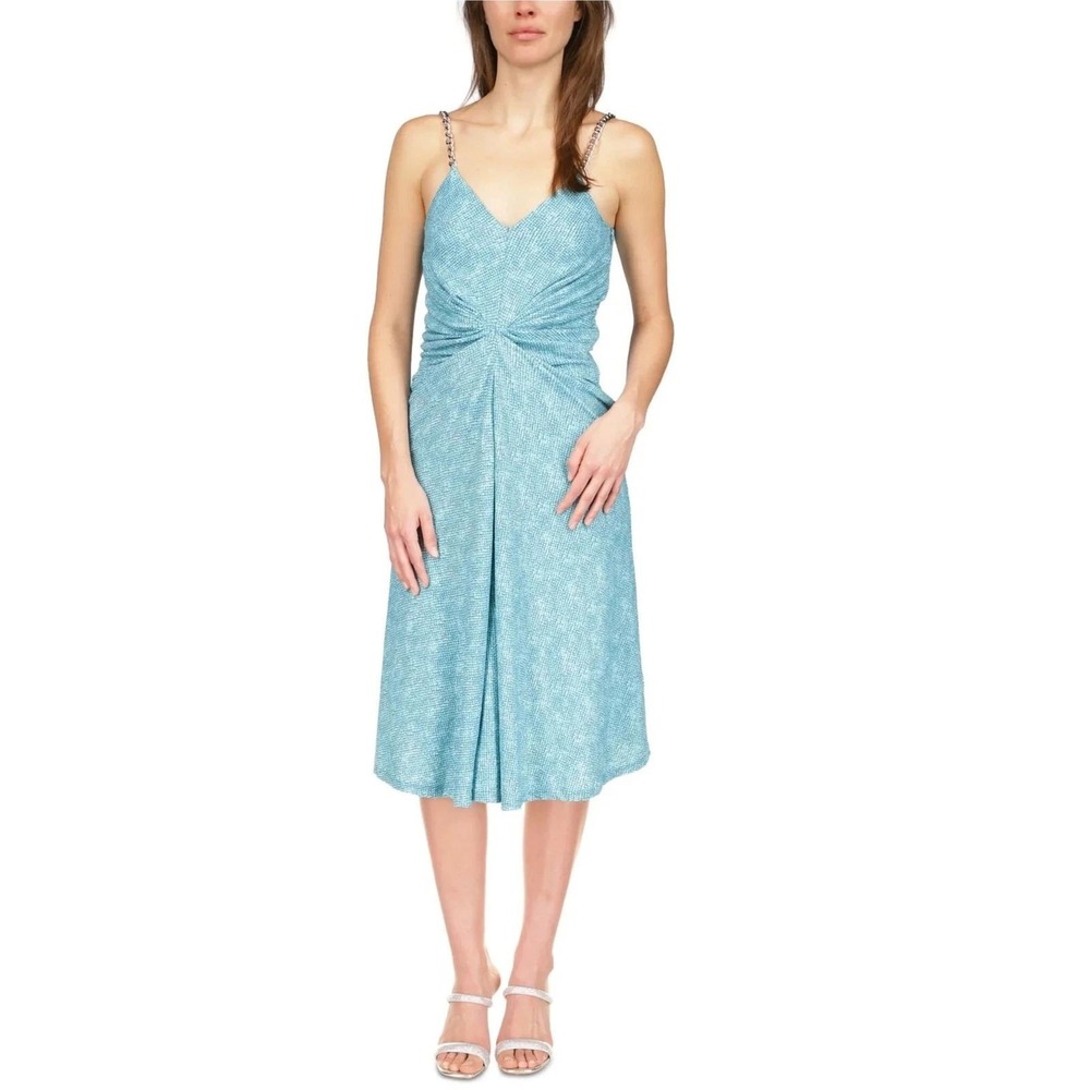 Michael Kors Turquoise‎ Dress Chain Strap Sleeveless Midi Dress XL #7